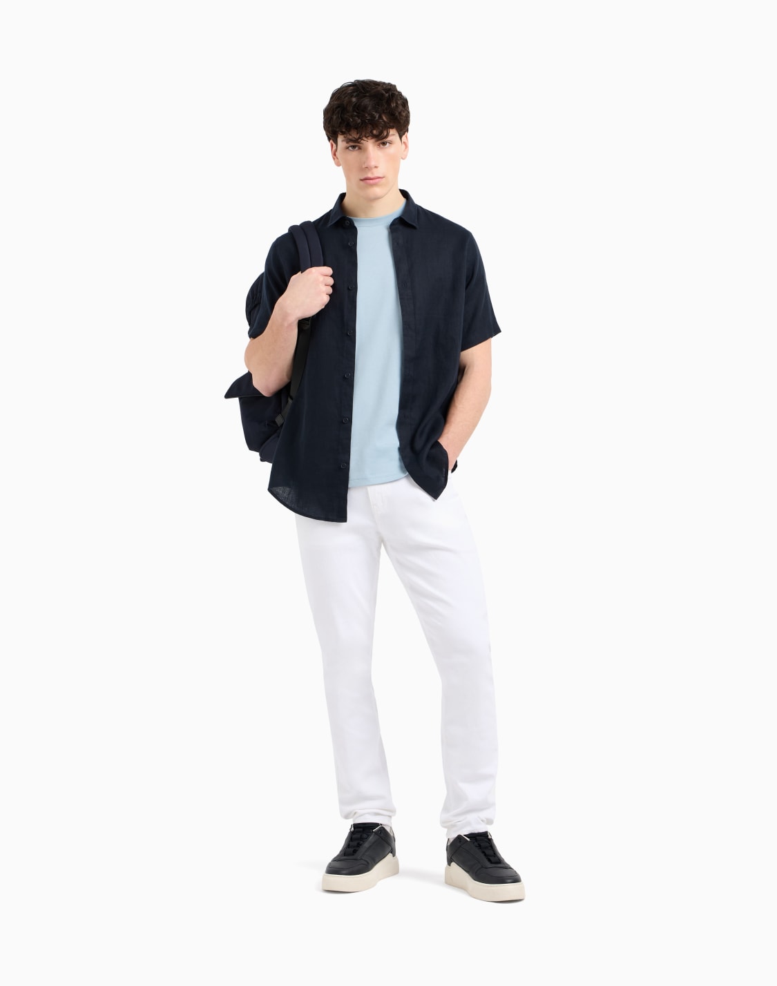 캐주얼-셔츠-네이비-블루--armani-exchange