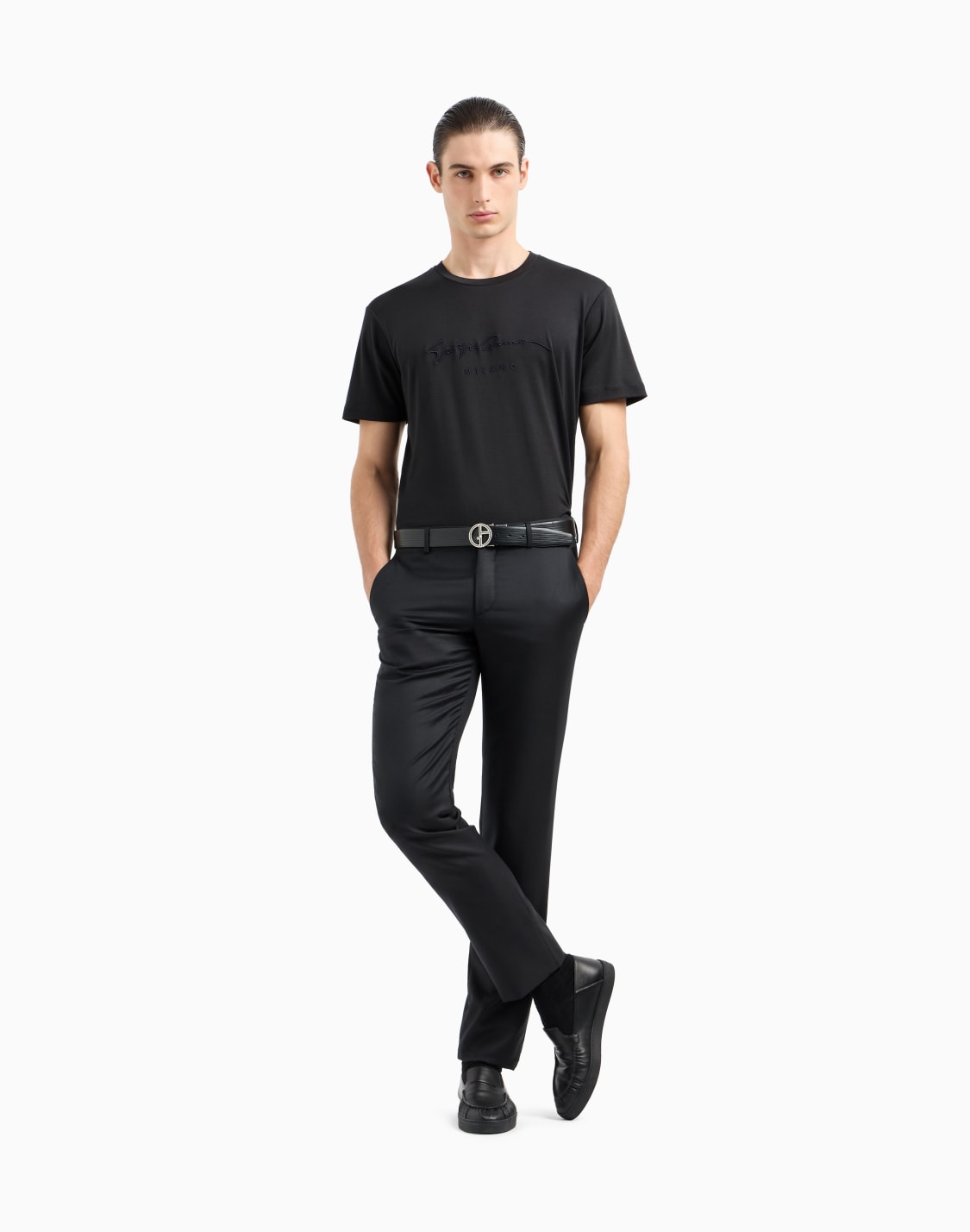 tシャツ-ピュアコットンインタロック-シグネチャロゴ-ブラック--giorgio-armani
