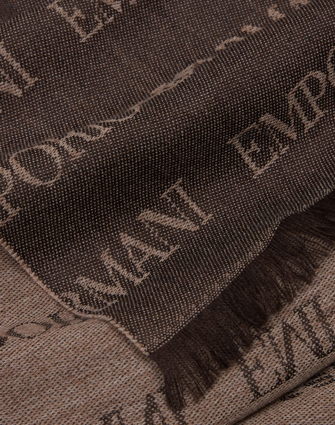 sciarpa-misto-lana-vergine-logo-lettering-jacquard-e-frange-marrone--emporio-armani