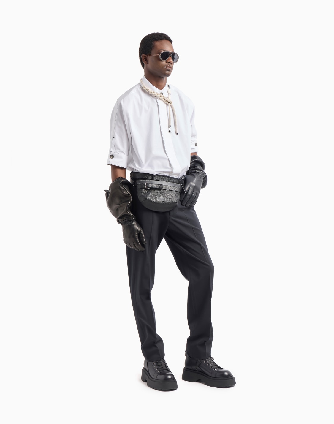 パンツ-ストレッチテクニカルギャバジン-ウエストバンドディテル-ネイビブル--emporio-armani