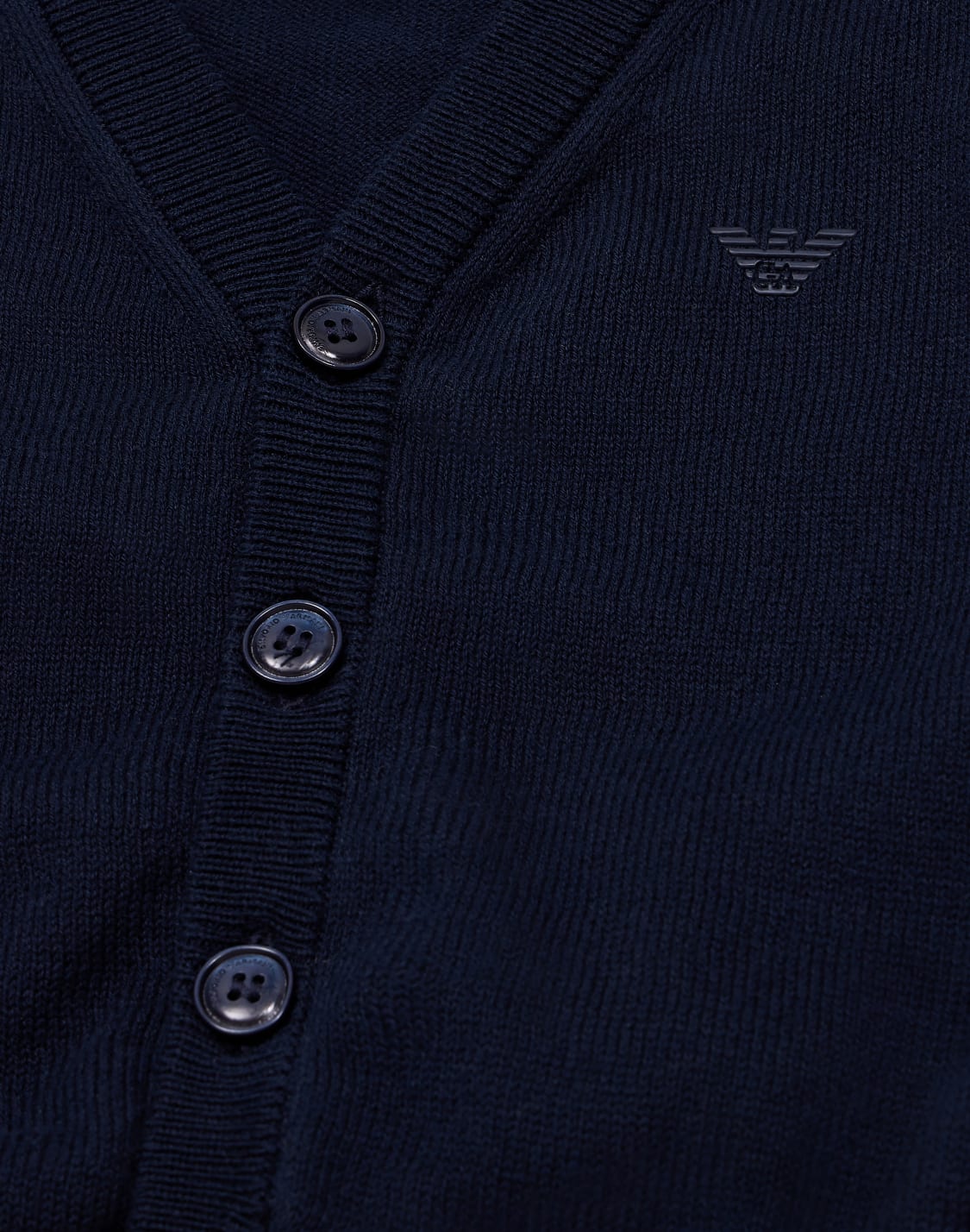 vネックカディガン-コットン-コブステッチ-ブル--emporio-armani