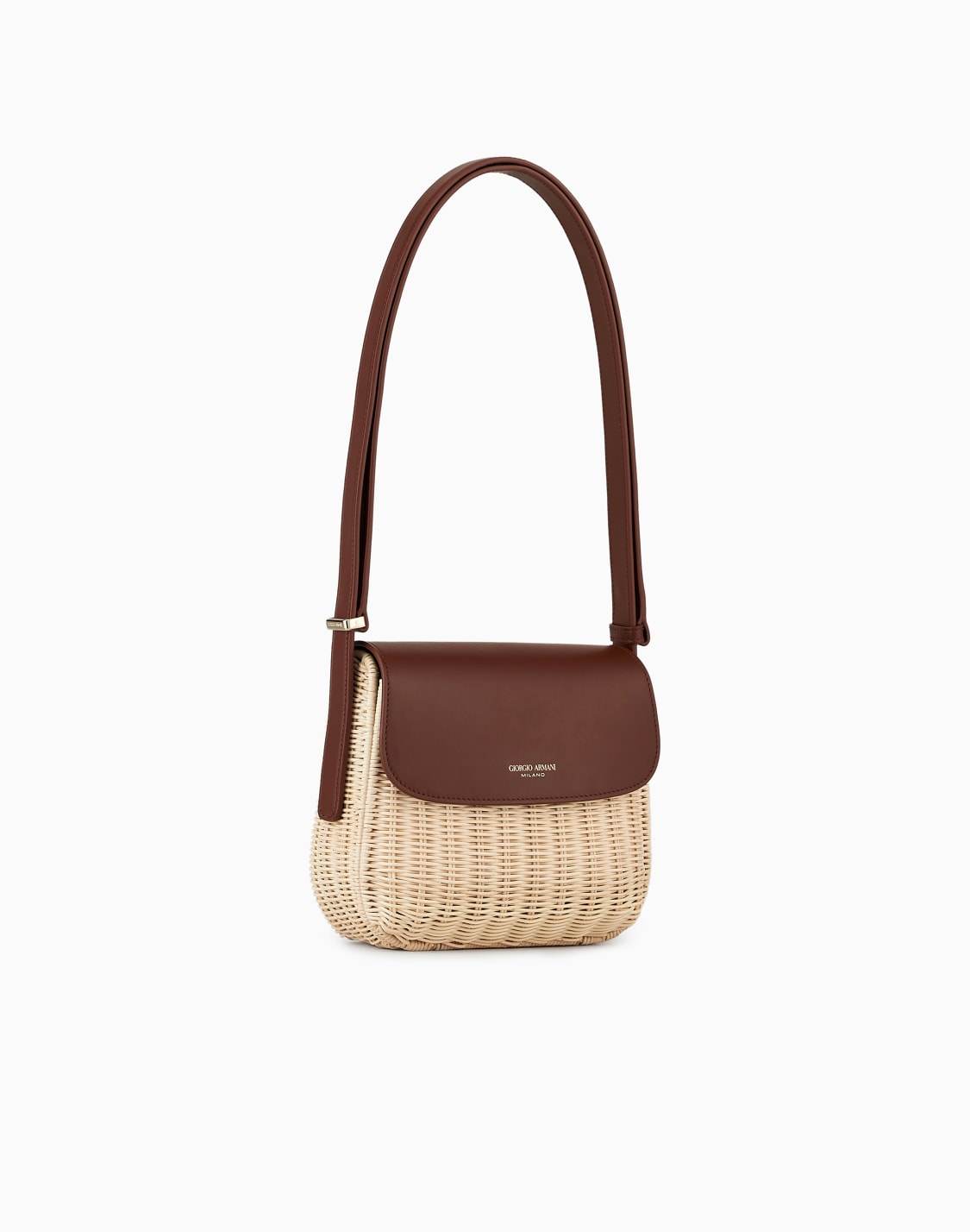 ラプリマ-ウィッカレザショルダバッグ-ブラウン--giorgio-armani