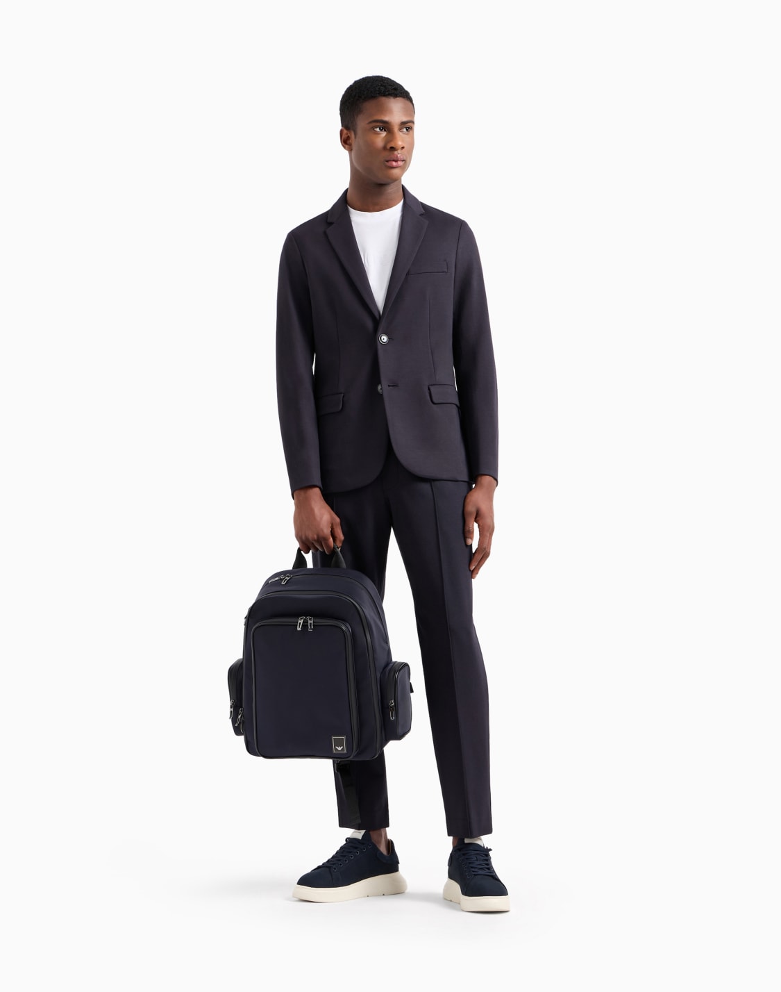 シングルブレストジャケット-ジャジニット-ネイビブル--emporio-armani
