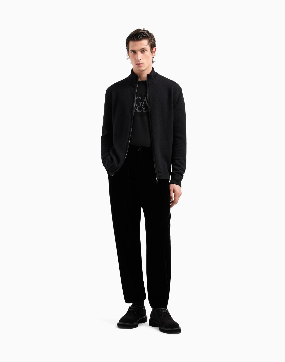 viscose-crew-neck-t-shirt-with-a-velvet-insert-black--giorgio-armani