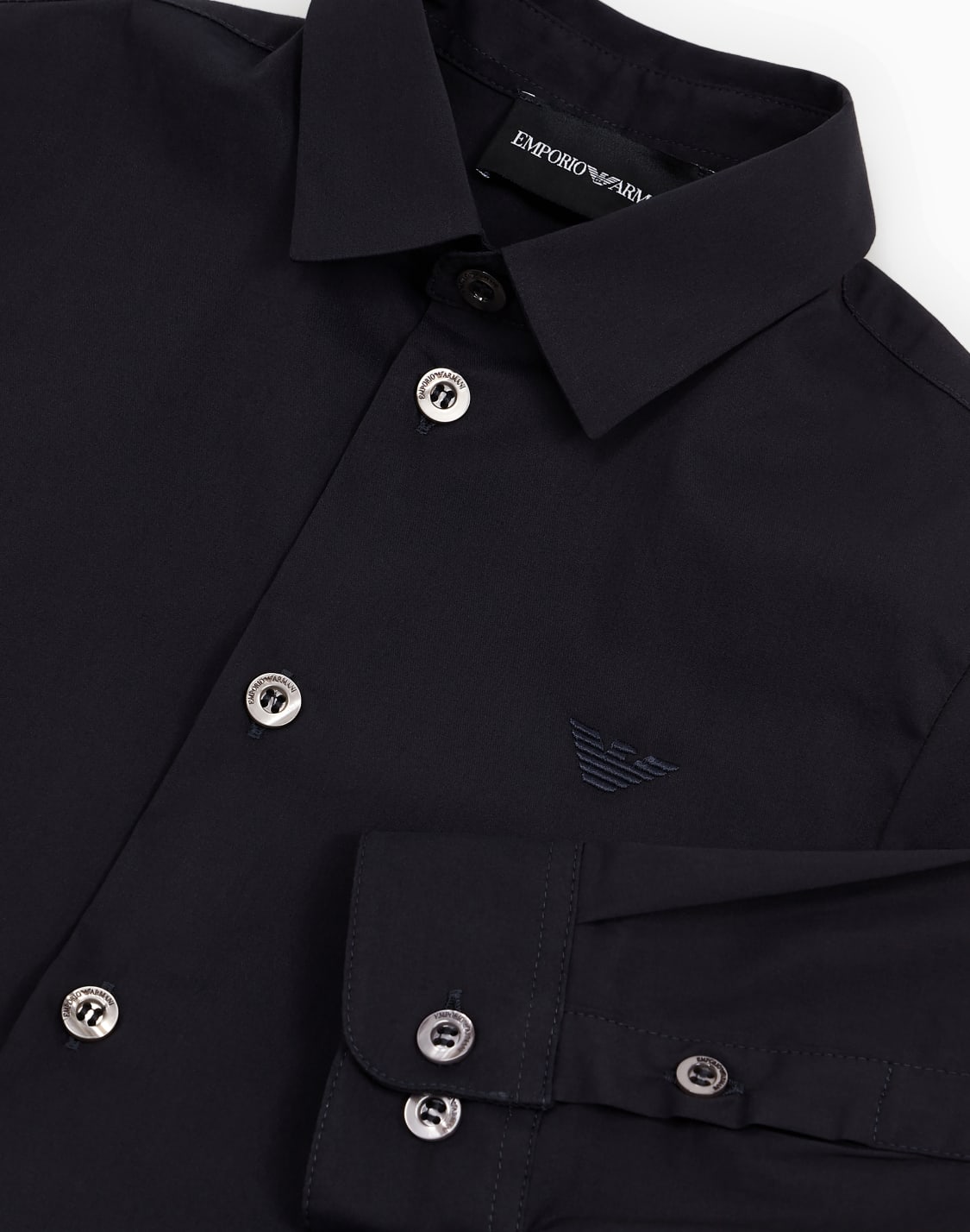 camicia-in-popeline-con-ricamo-aquila-a-tono-blu-navy--emporio-armani