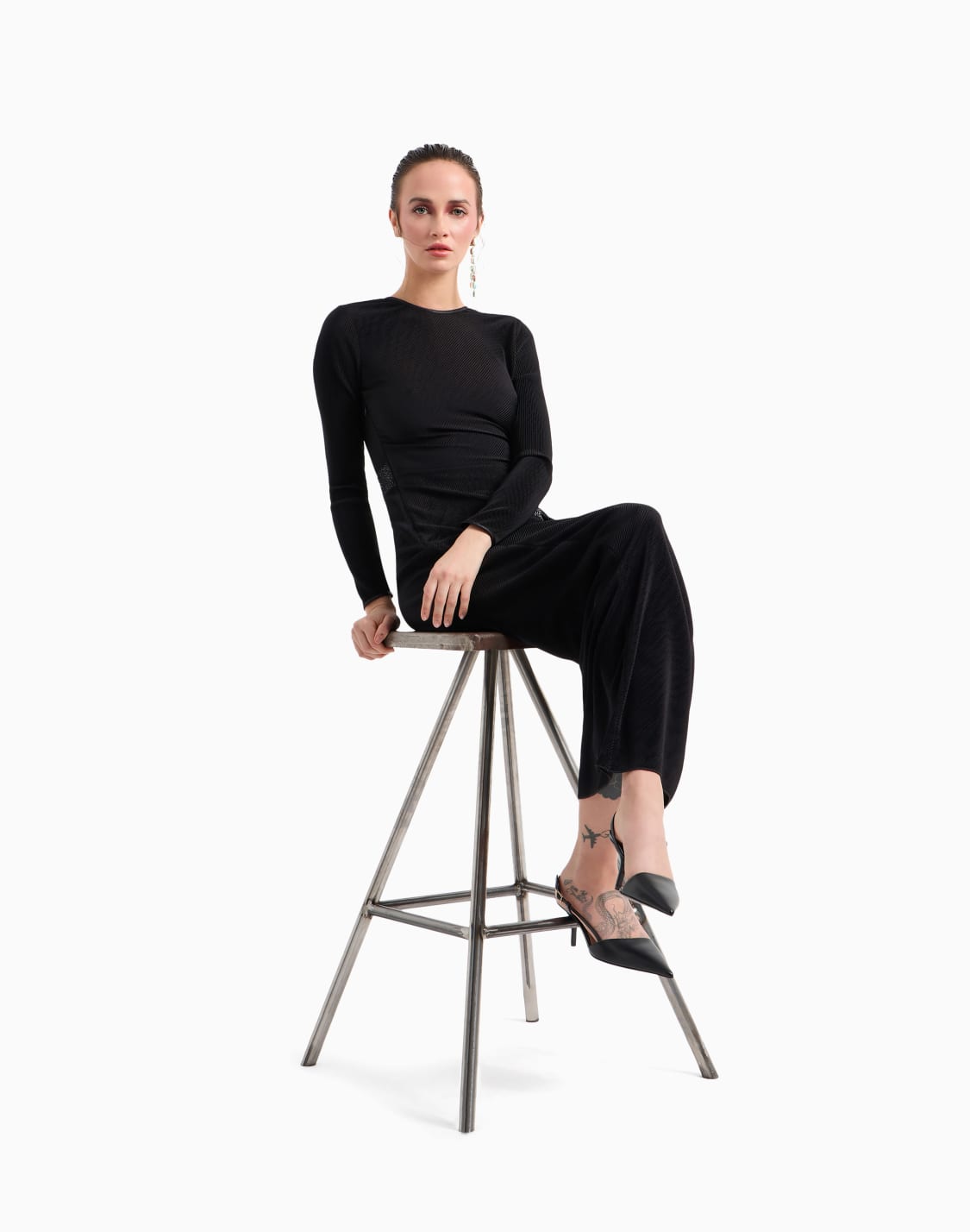 long-dress-in-pleated-jersey-black--giorgio-armani