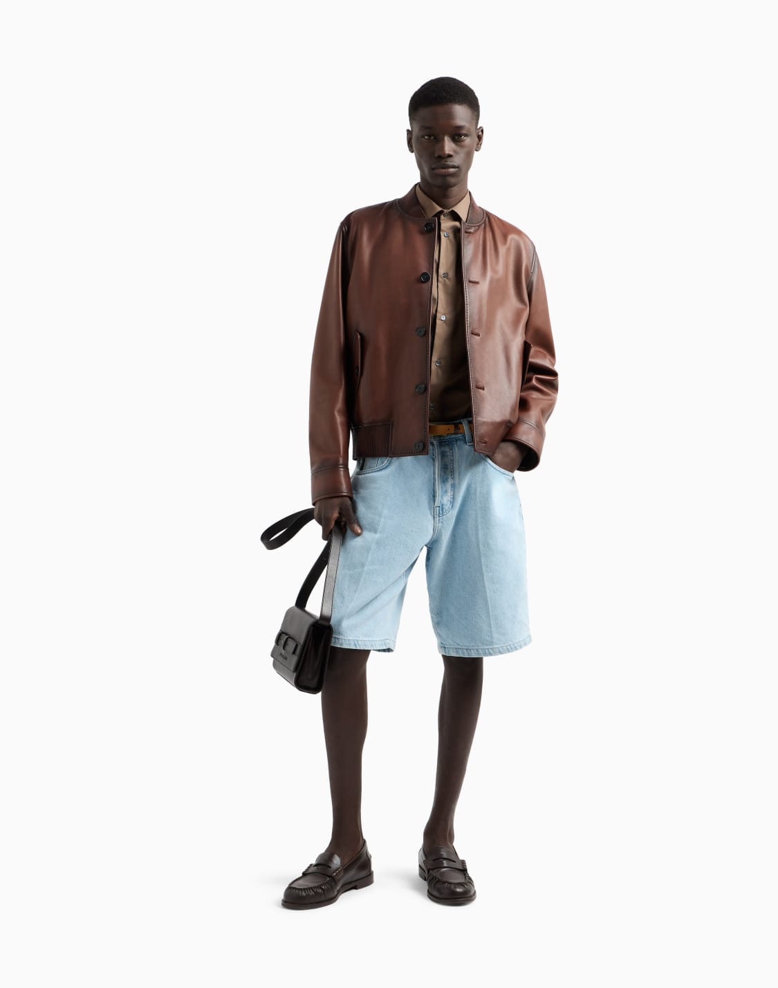 camisa-de-manga-corta-en-mezcla-de-nailon-elstico-beige--emporio-armani
