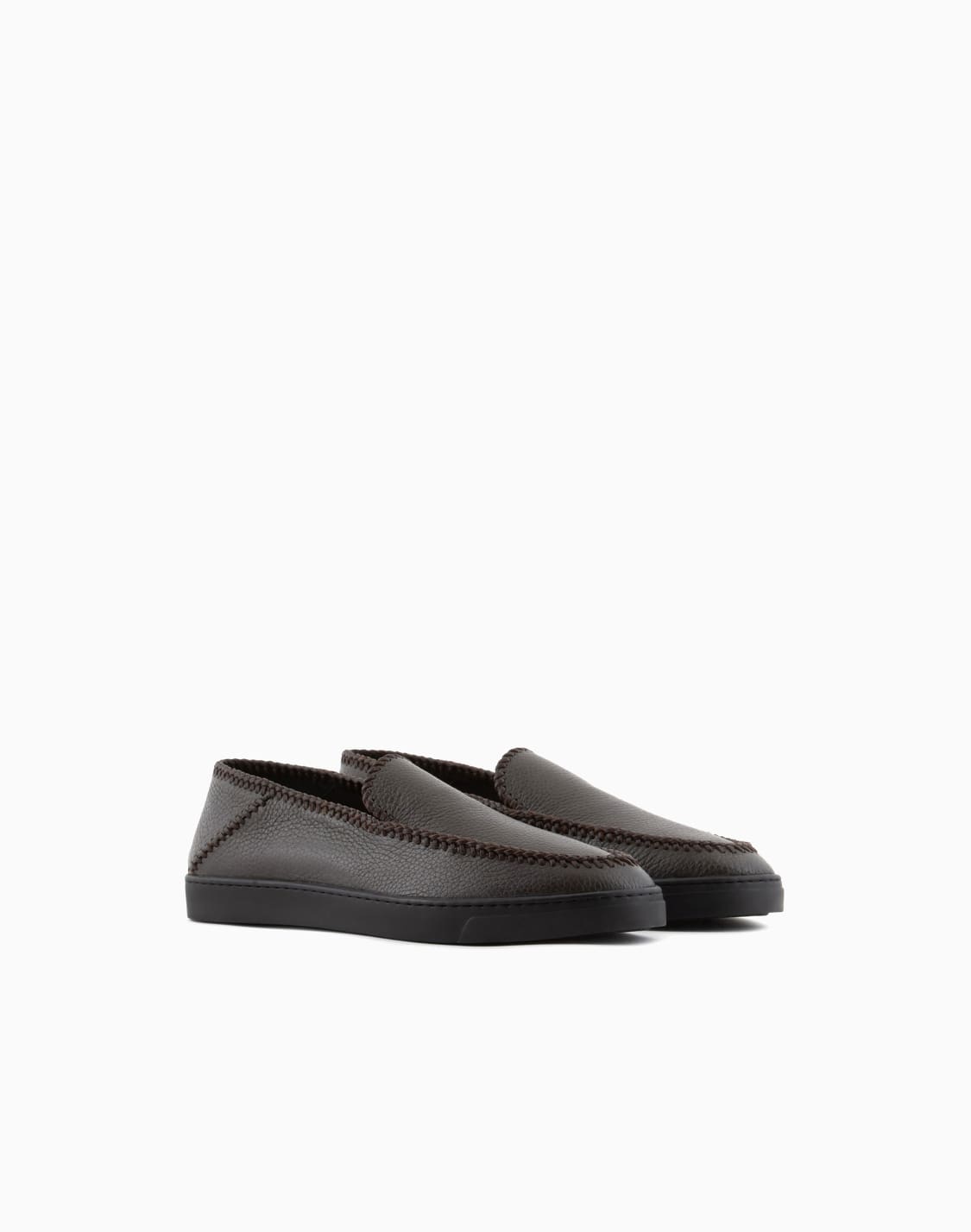 galleria-3-deerskin-slip-ons-with-threading-brown--giorgio-armani