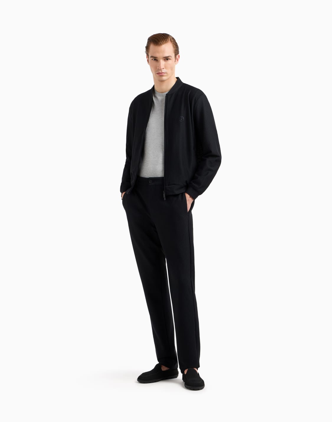 ブルゾン-テクニカルワッフル-ブラック--giorgio-armani