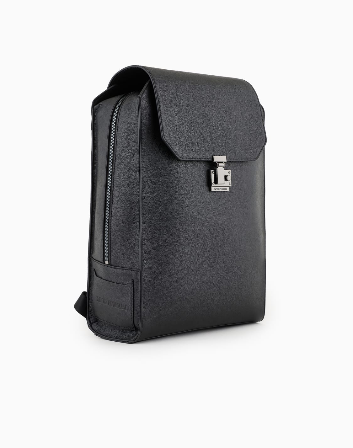 バックパック-タンブルレザ製-フラップノトパソコン用コンパトメント-ブラック--emporio-armani
