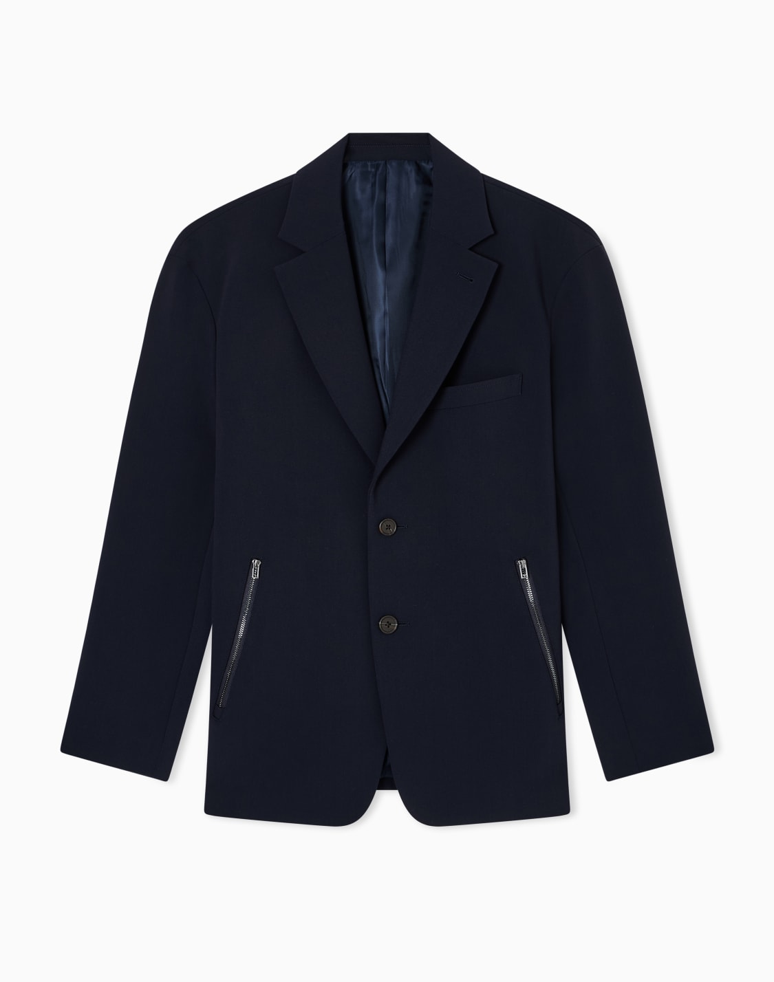 シングルブレストジャケット-ビスコス混紡ツイル-ネイビブル--emporio-armani