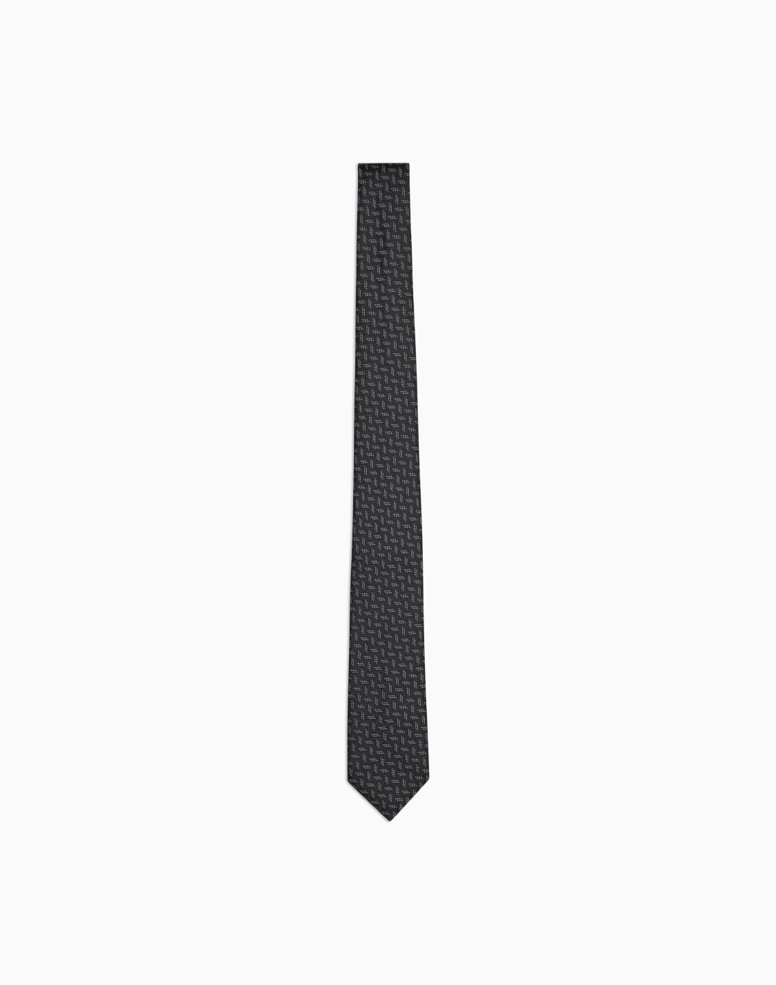 シルクネクタイ-ジャカド幾何学モチフ-ブラック--giorgio-armani