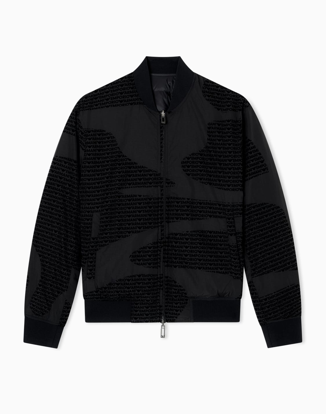 リバシブルブルゾン-ナイロン-フロックロゴレタリング-ブラック--emporio-armani