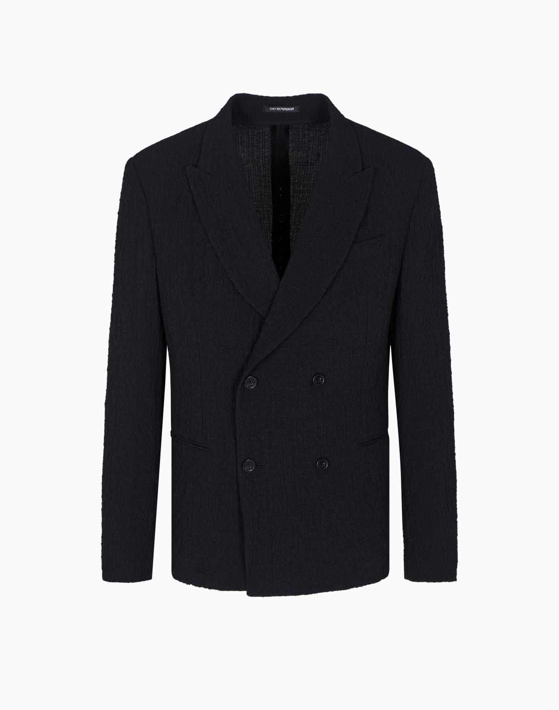 ダブルブレストジャケット-テクニカルシアサッカファブリック-ブラック--emporio-armani