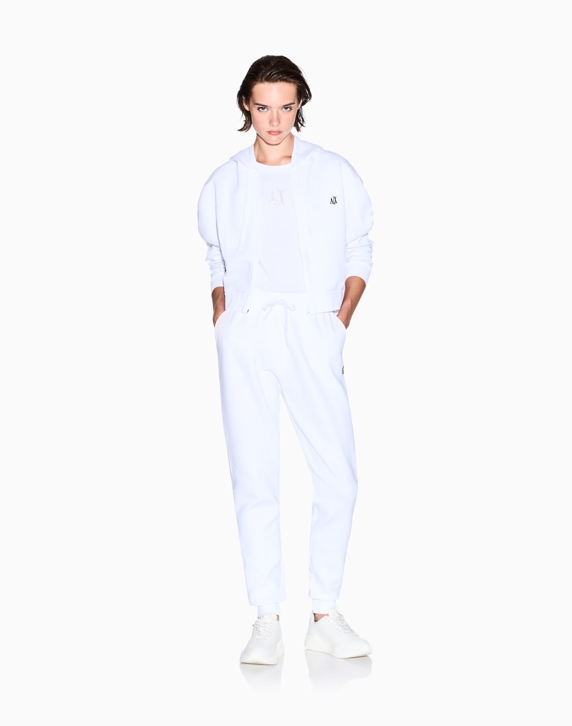 icon-フデッドジップアップスウェットシャツ-ホワイト--armani-exchange