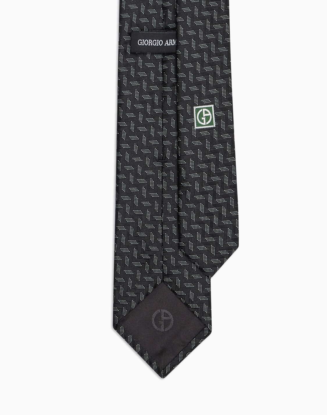 シルクネクタイ-ジャカド幾何学モチフ-ブラック--giorgio-armani