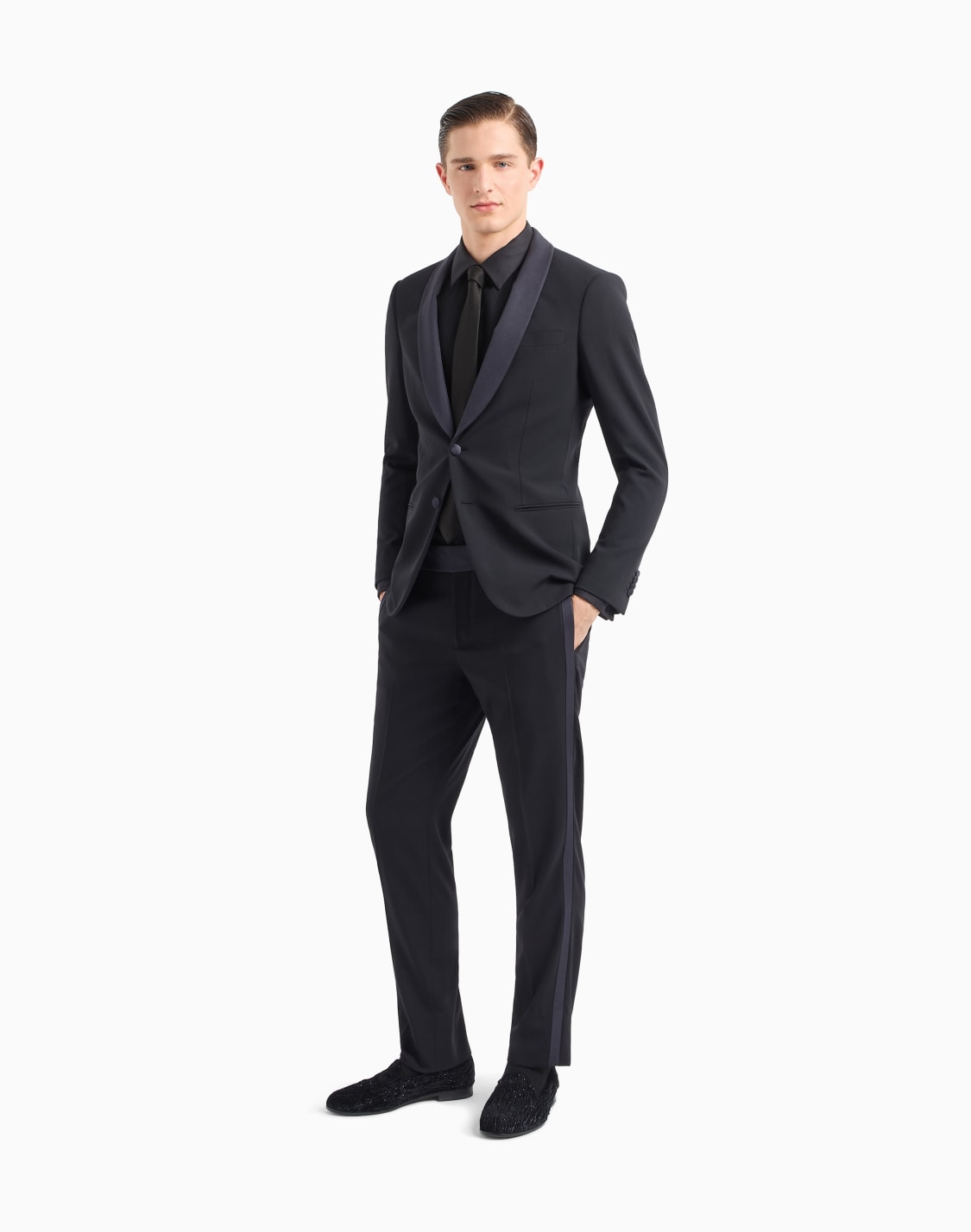 cotton-tuxedo-shirt-with-pleated-detail-black--giorgio-armani