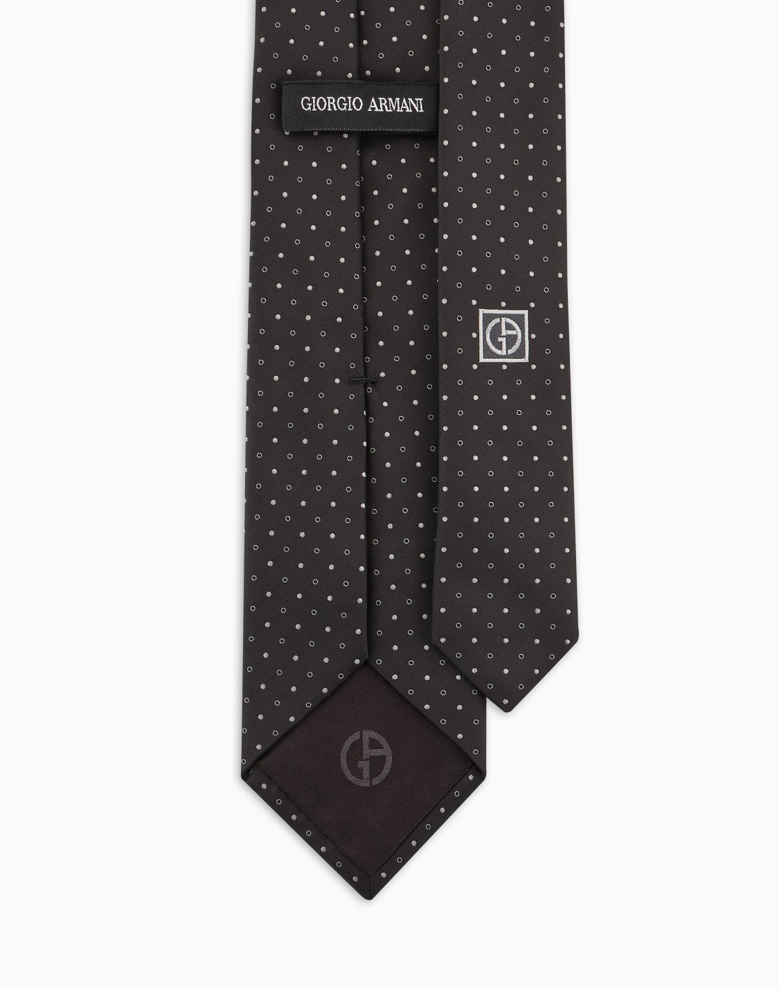 ネクタイ-シルクジャカド-マイクロポルカドット-ブラック--giorgio-armani