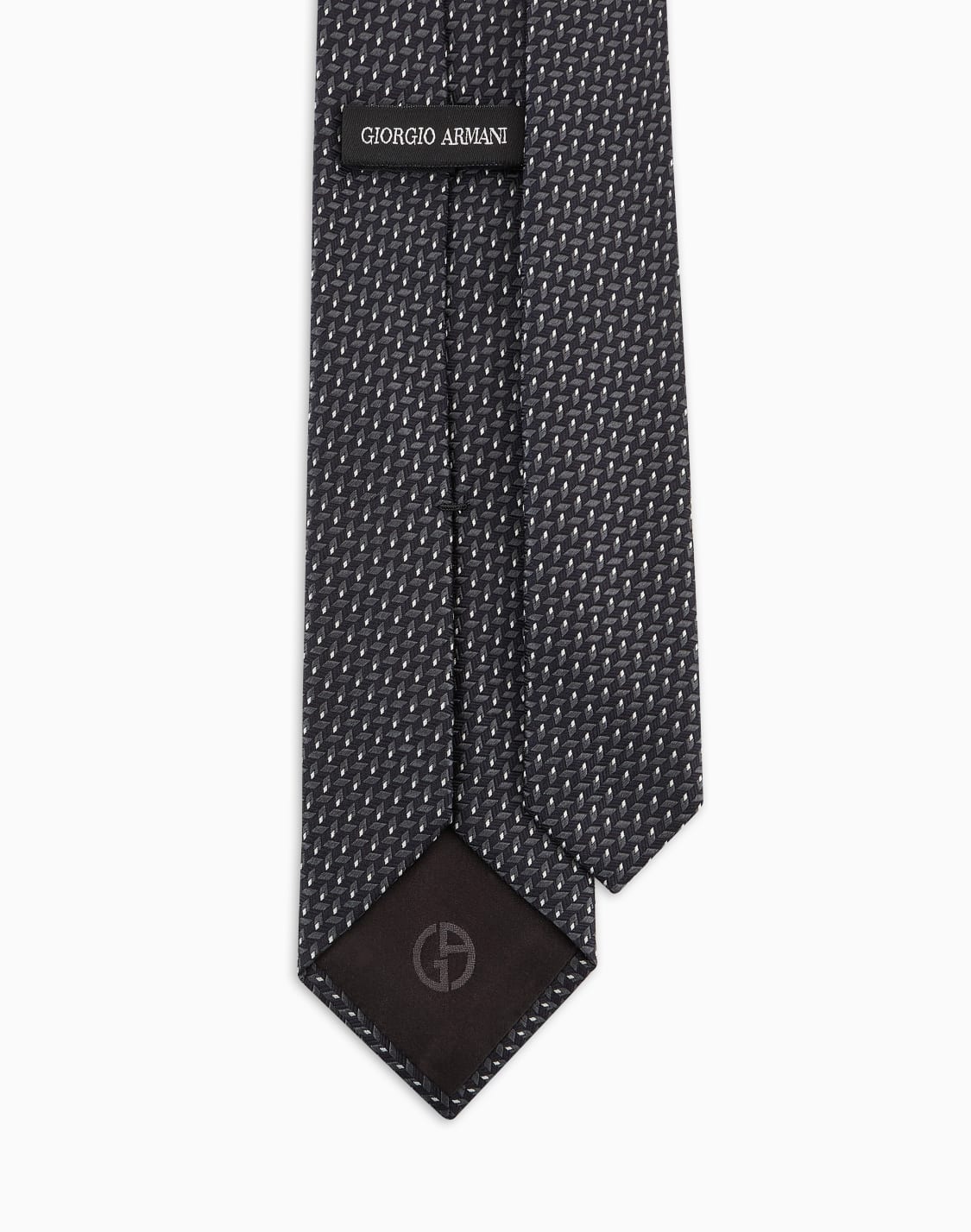 シルクネクタイ-ジャカド幾何学モチフ-ブラック--giorgio-armani