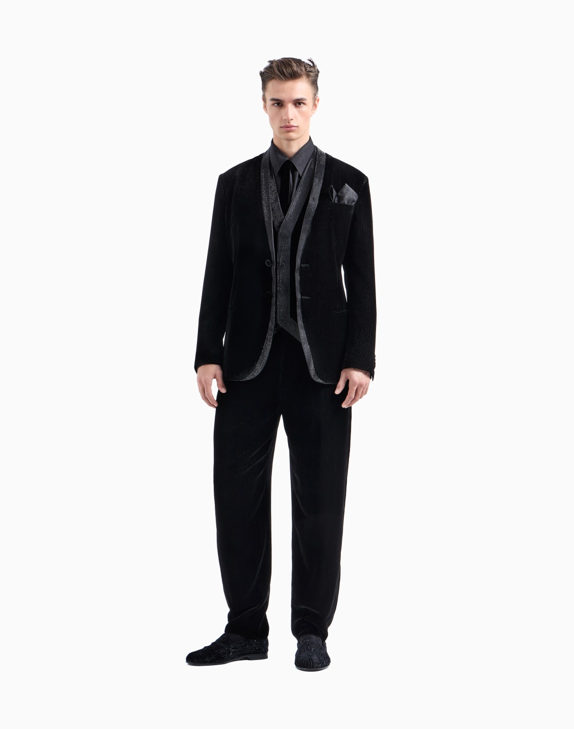 giorgios-shiny-pinstriped-velvet-single-pleat-trousers-black--giorgio-armani
