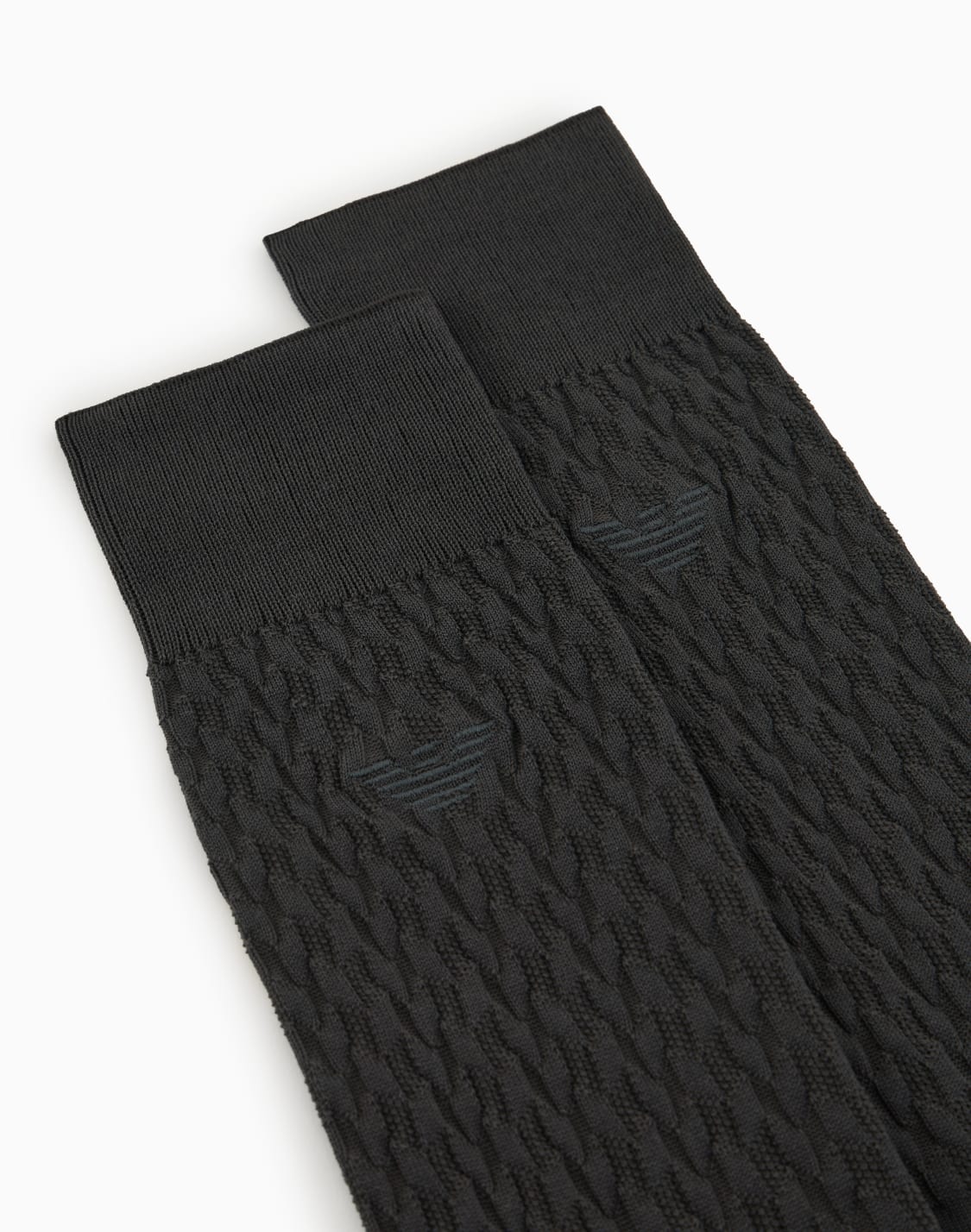 クル丈刺繍イグルロゴヘリンボンソックス-グレ--emporio-armani