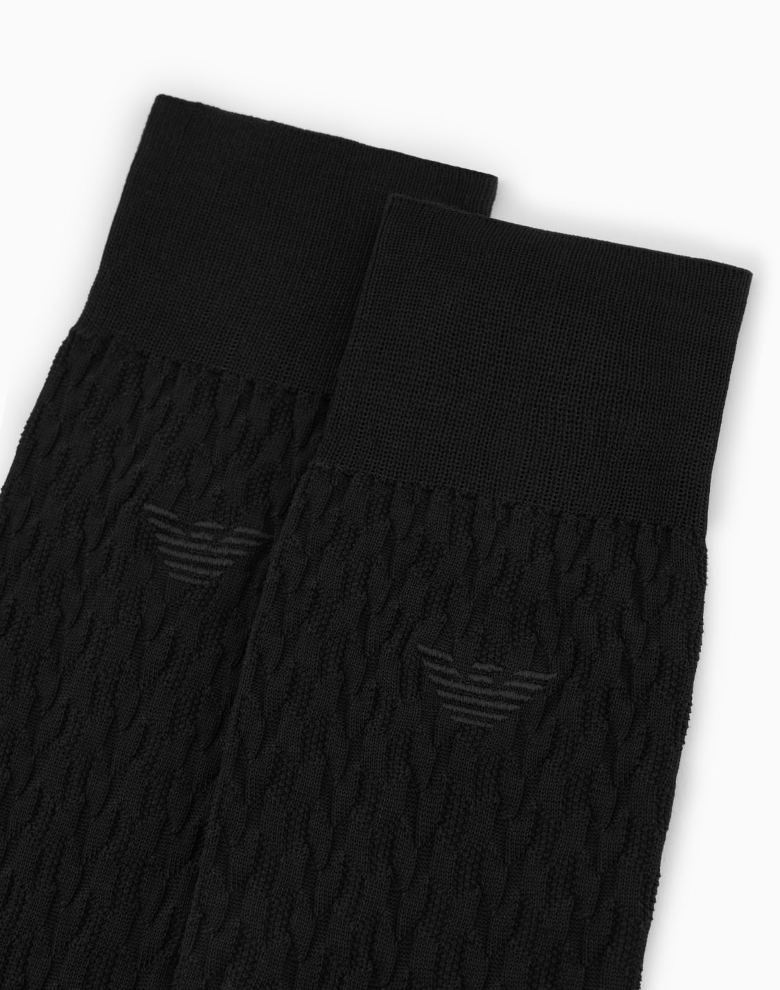クル丈刺繍イグルロゴヘリンボンソックス-ブラック--emporio-armani