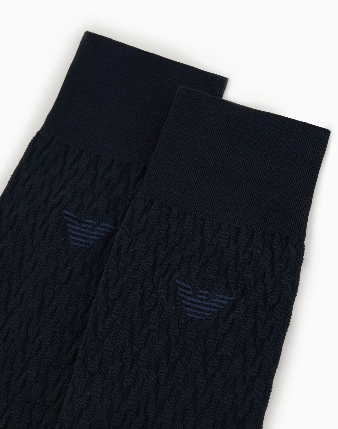 クル丈刺繍イグルロゴヘリンボンソックス-ネイビブル--emporio-armani