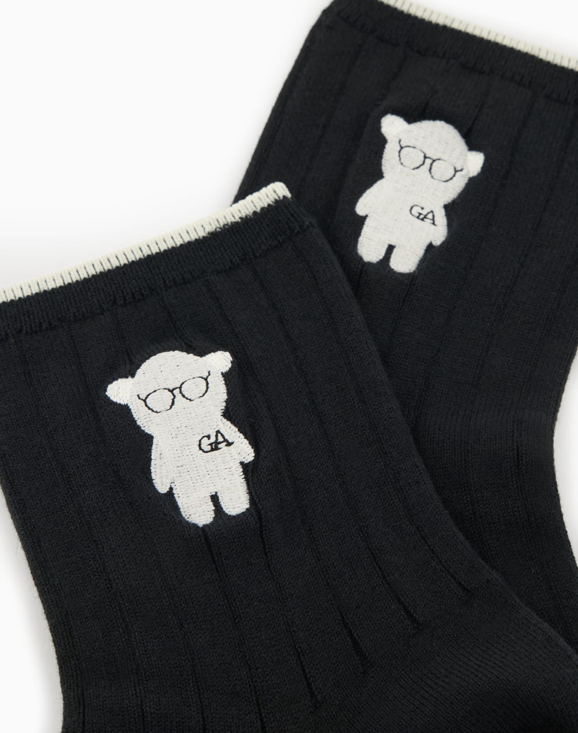 ロクル丈刺繍マンガベアソックス-ブラック--emporio-armani