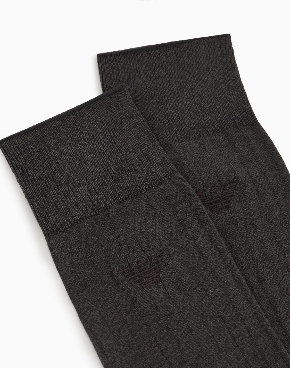 クル丈刺繍イグルロゴリブソックス-グレ--emporio-armani