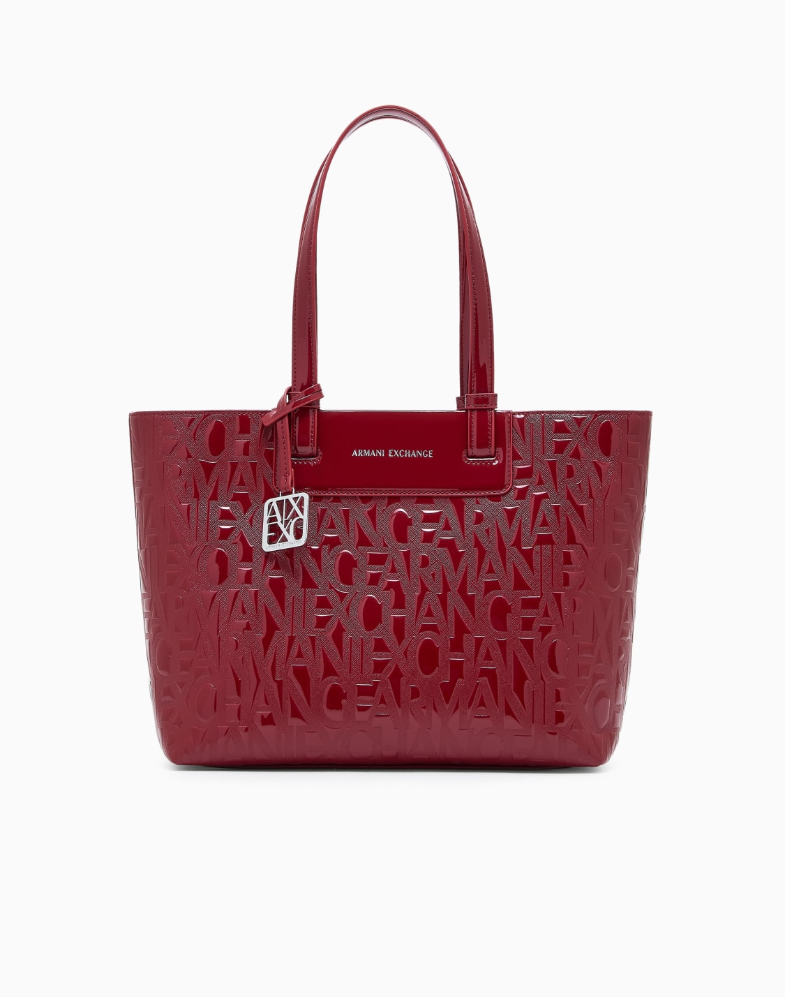 オルオバエンボスロゴ-ミディアムトトバッグ-レッド--armani-exchange