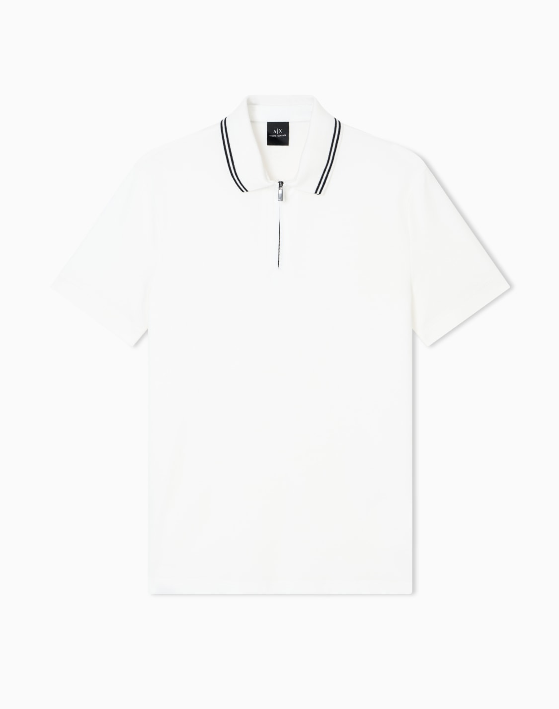 ジップアップ-半袖ポロシャツ-ホワイト--armani-exchange