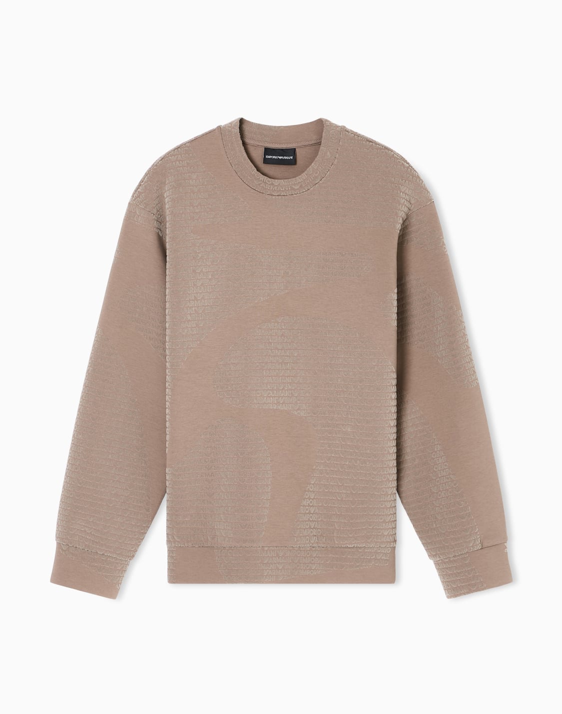 sweat-shirt-avec-logo-floqu-all-over-en-jersey-de-mlange-lyocell-asv-marron--emporio-armani