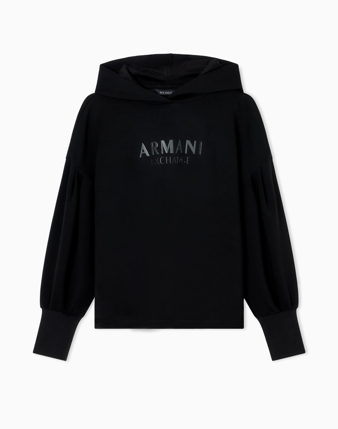axロゴ-リブポイント-フデッドスウェットプルオバ-ブラック--armani-exchange