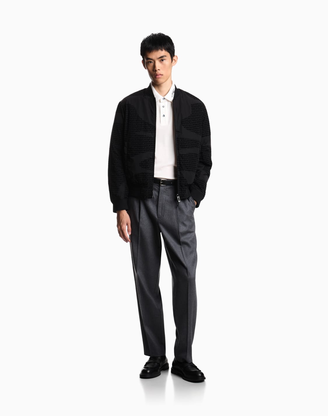リバシブルブルゾン-ナイロン-フロックロゴレタリング-ブラック--emporio-armani