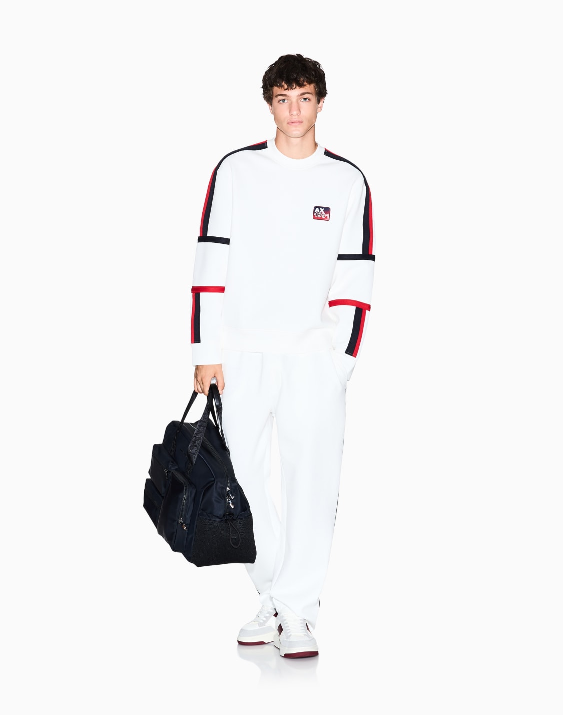 sweat-shirt-bandes-contrastes-blanc--armani-exchange