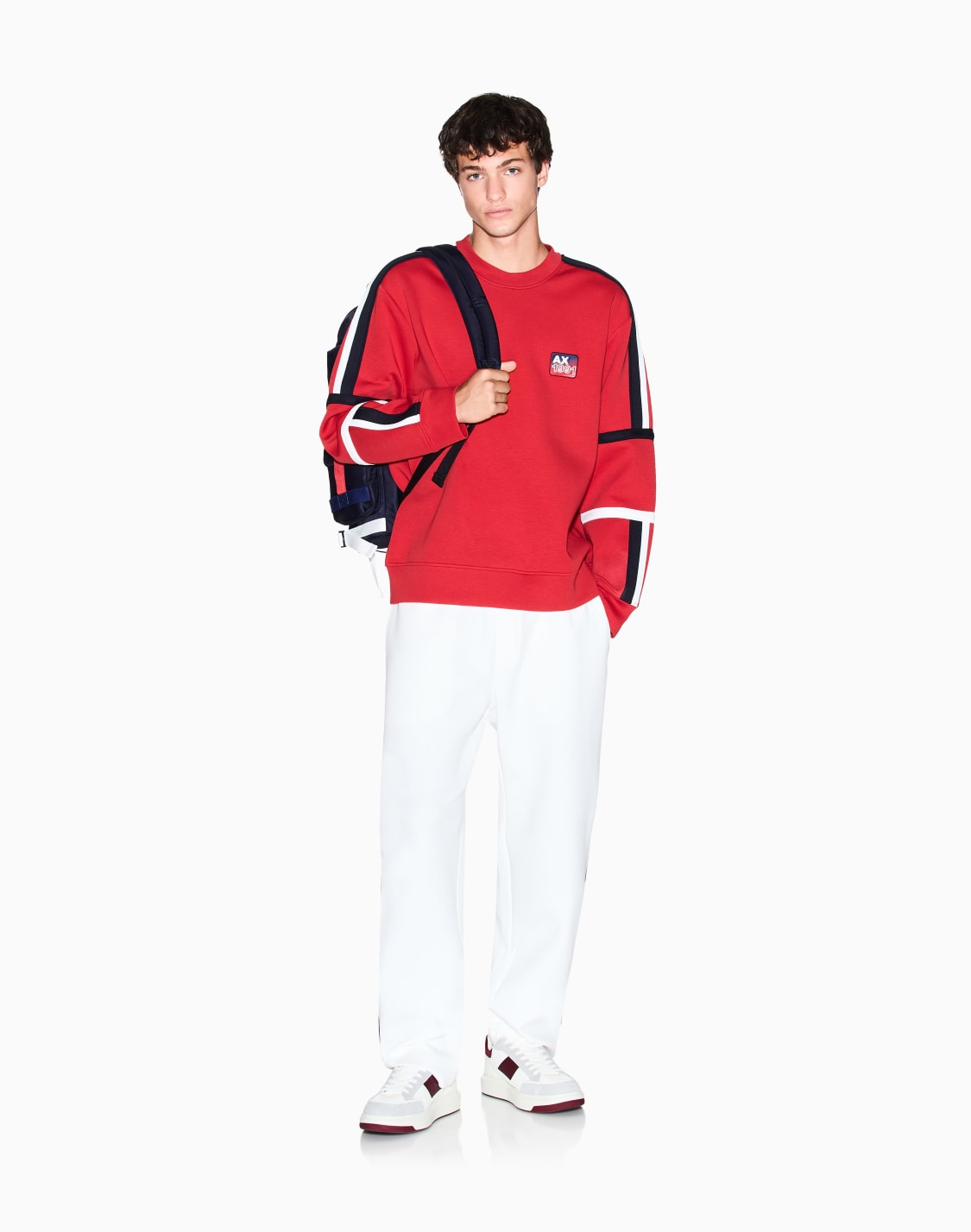 felpa-con-bande-a-contrasto-rosso--armani-exchange