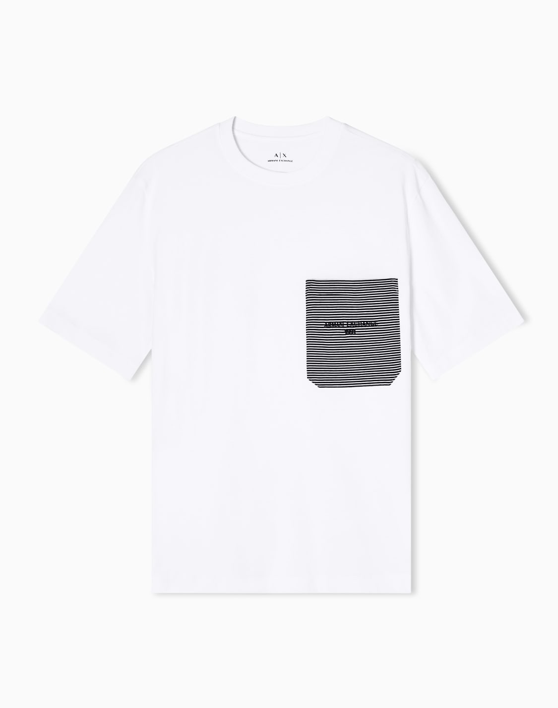パッチポケットディテル-半袖クルネックtシャツ-ホワイト--armani-exchange