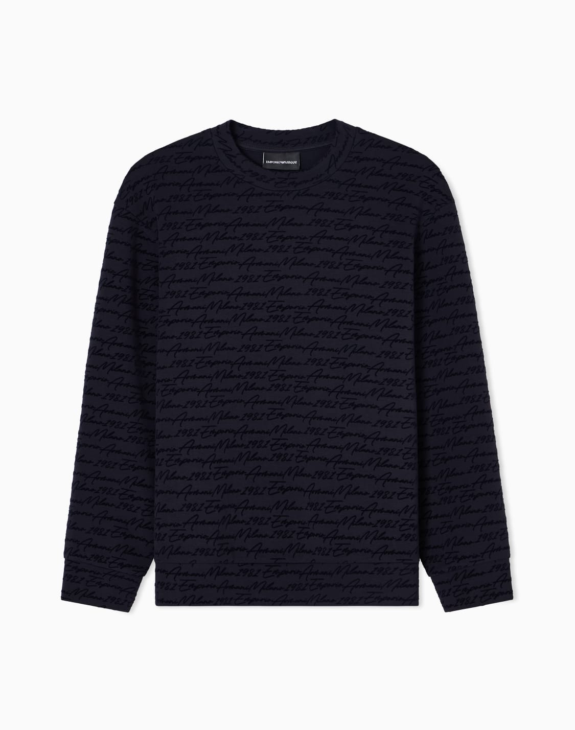 sweat-shirt-avec-logo-floqu-all-over-en-jersey-de-mlange-lyocell-asv-bleu-marine--emporio-armani