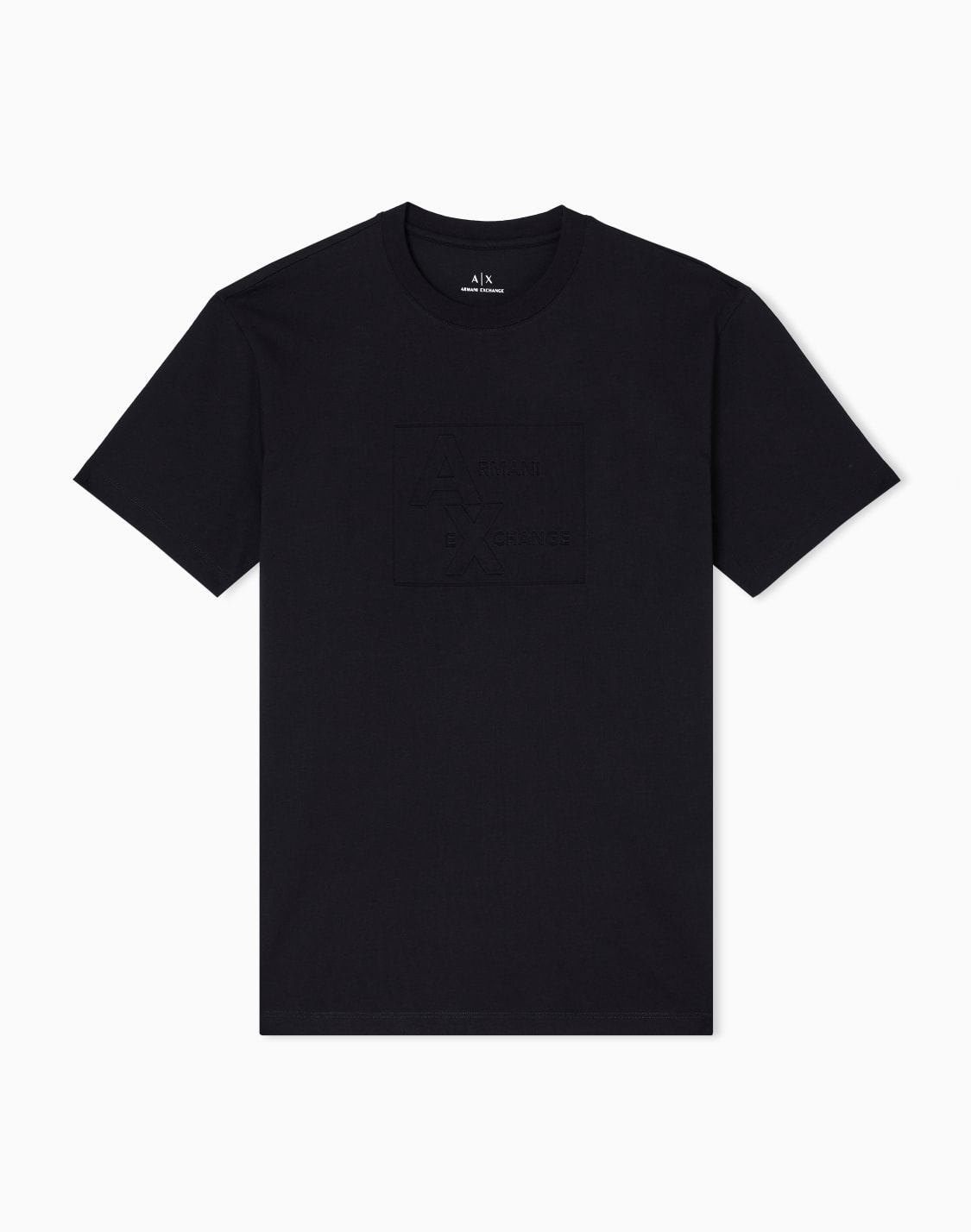 エンボススクエアロゴ-半袖クルネックtシャツ-ブラック--armani-exchange
