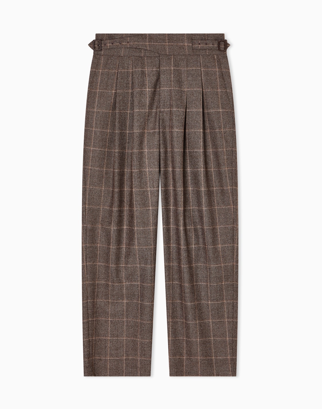 pantalon-pinces-en-flanelle-carreaux-marron--emporio-armani