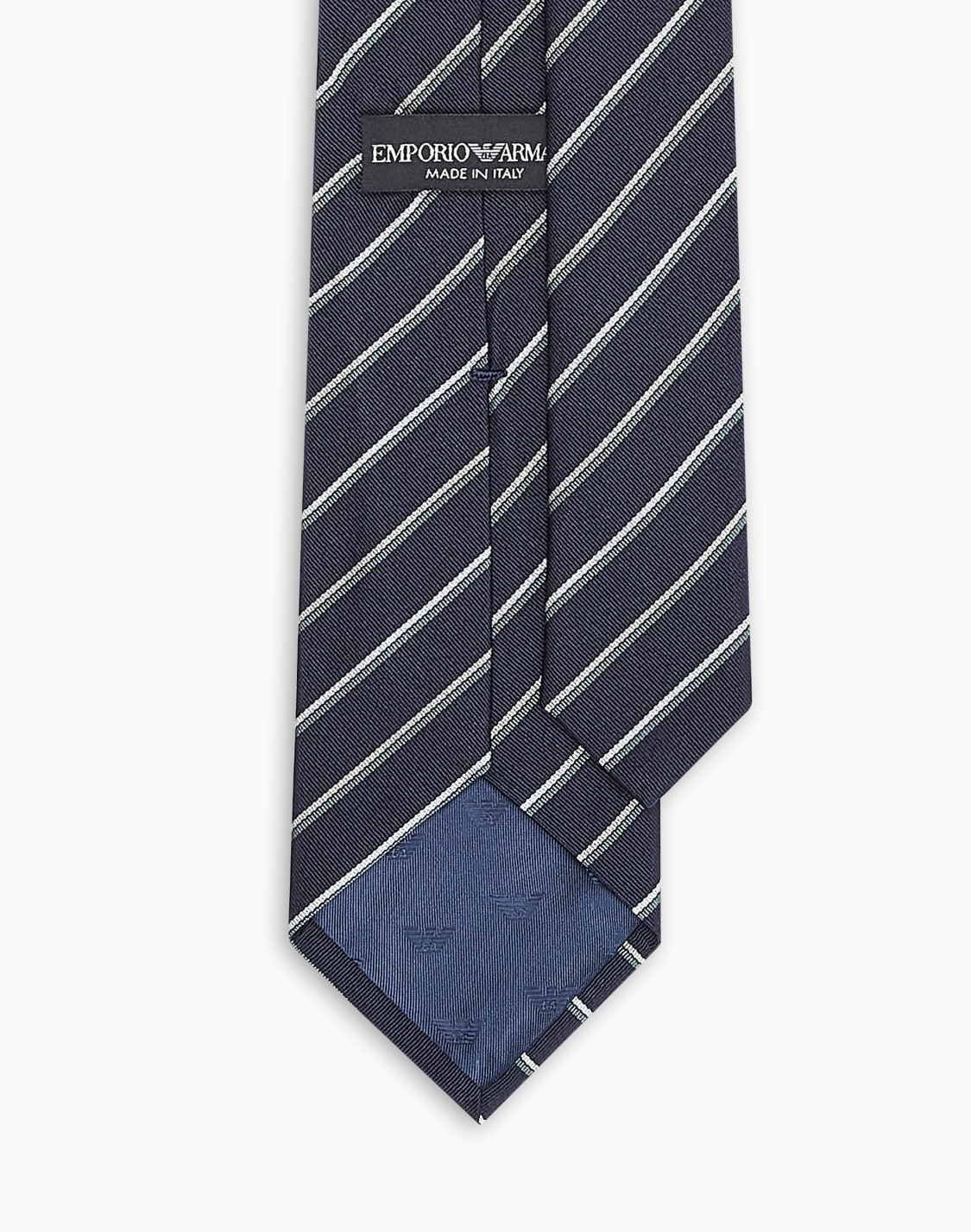 cravate-en-pure-soie-rayures-bicolores-jacquard-bleu-marine--emporio-armani