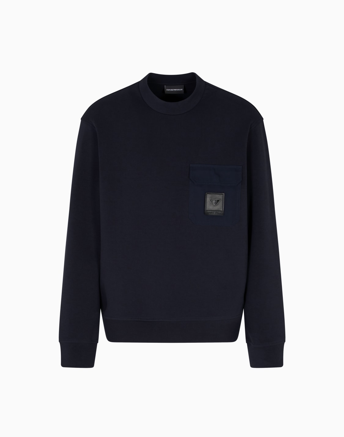 sweat-shirt-en-jersey-double-avec-poche-et-cusson-logo-asv-bleu-marine--emporio-armani