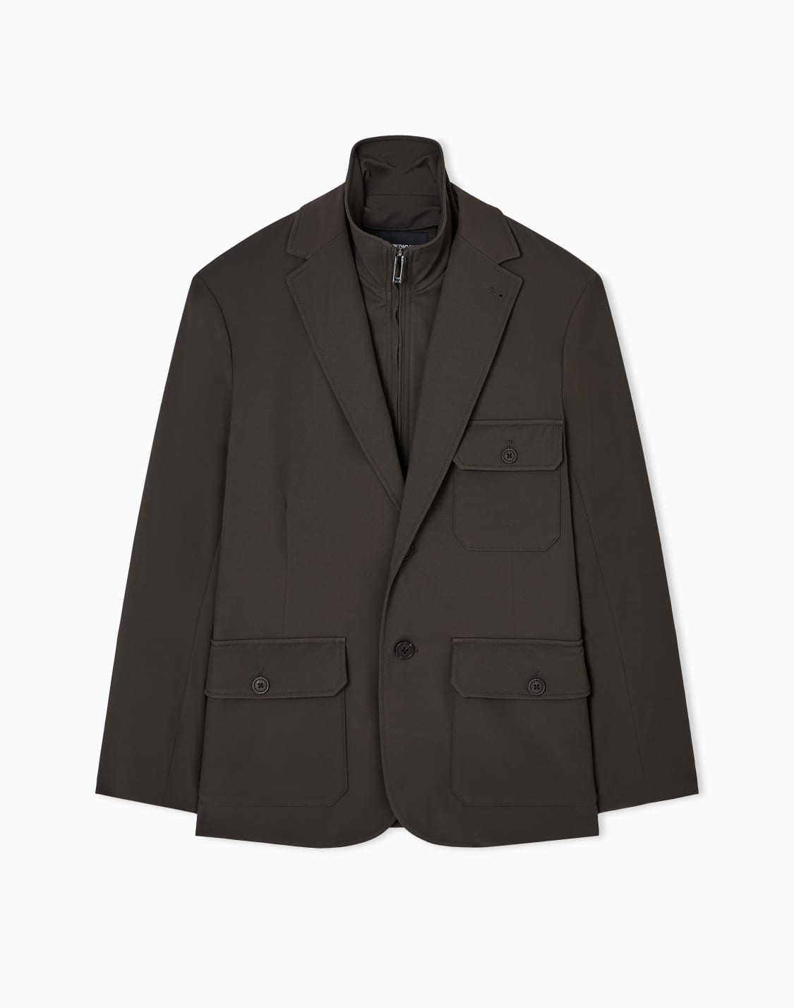 オンライン限定パデッドジャケット-ナイロン-ストレッチツイル-マルチポケット-グリン--emporio-armani