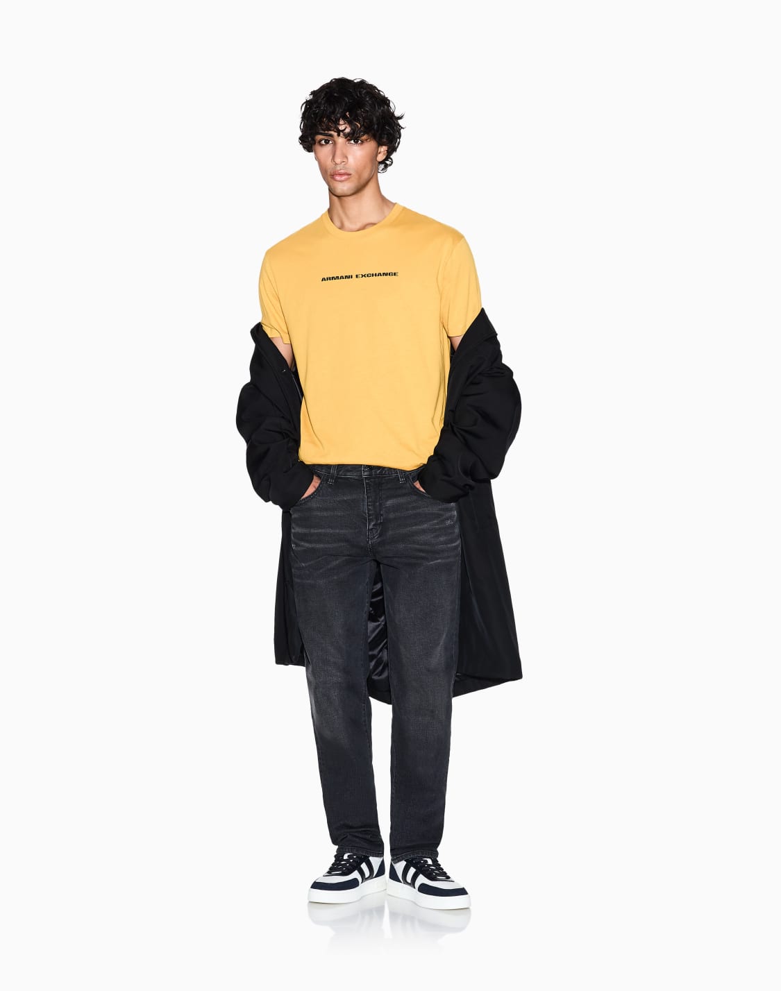 axロゴ-半袖クルネックtシャツ-イエロ--armani-exchange
