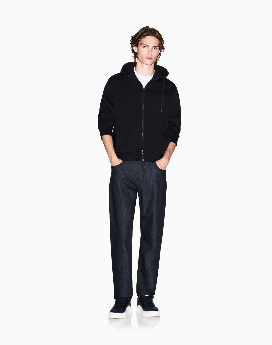 オルオバキルティングロゴフド-ジップアップスウェットシャツ-ブラック--armani-exchange
