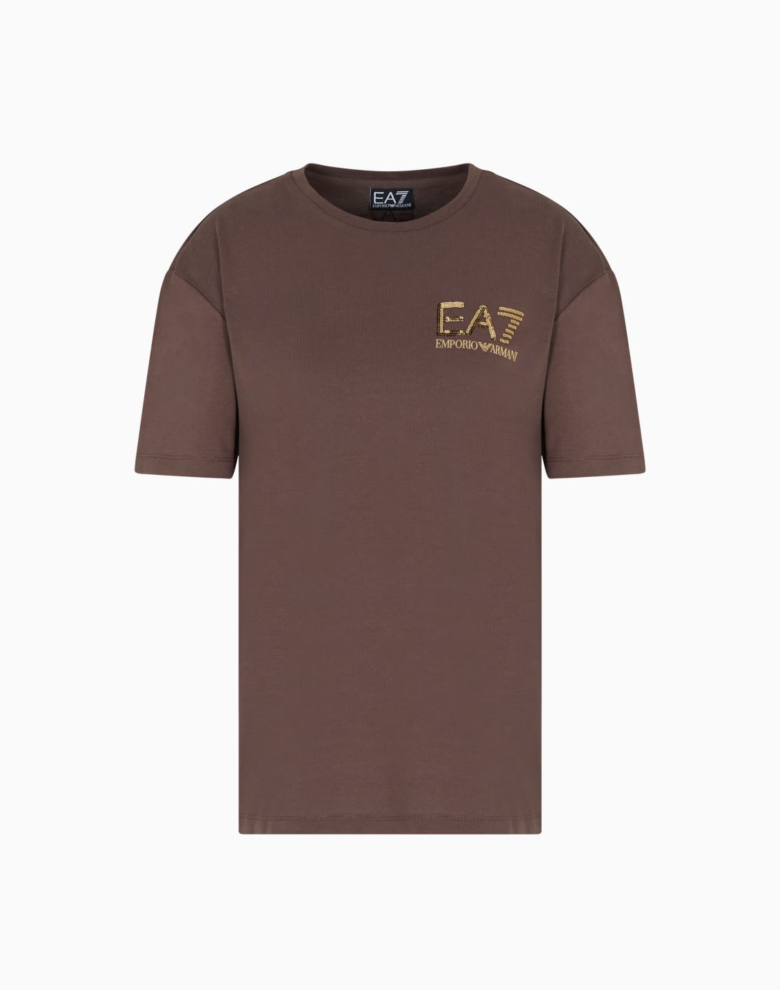 t-shirt-ras-du-cou-logo-series-en-coton-marron--ea7