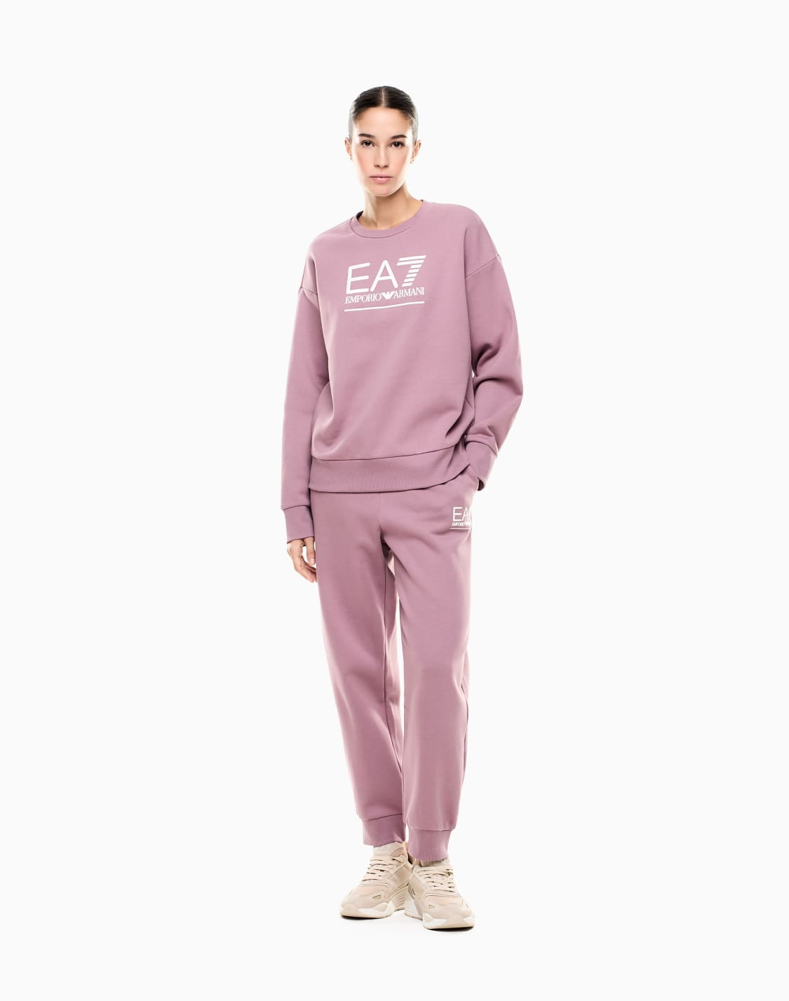 sweat-shirt-visibility-en-mlange-de-coton-avec-grand-logo-rose--ea7