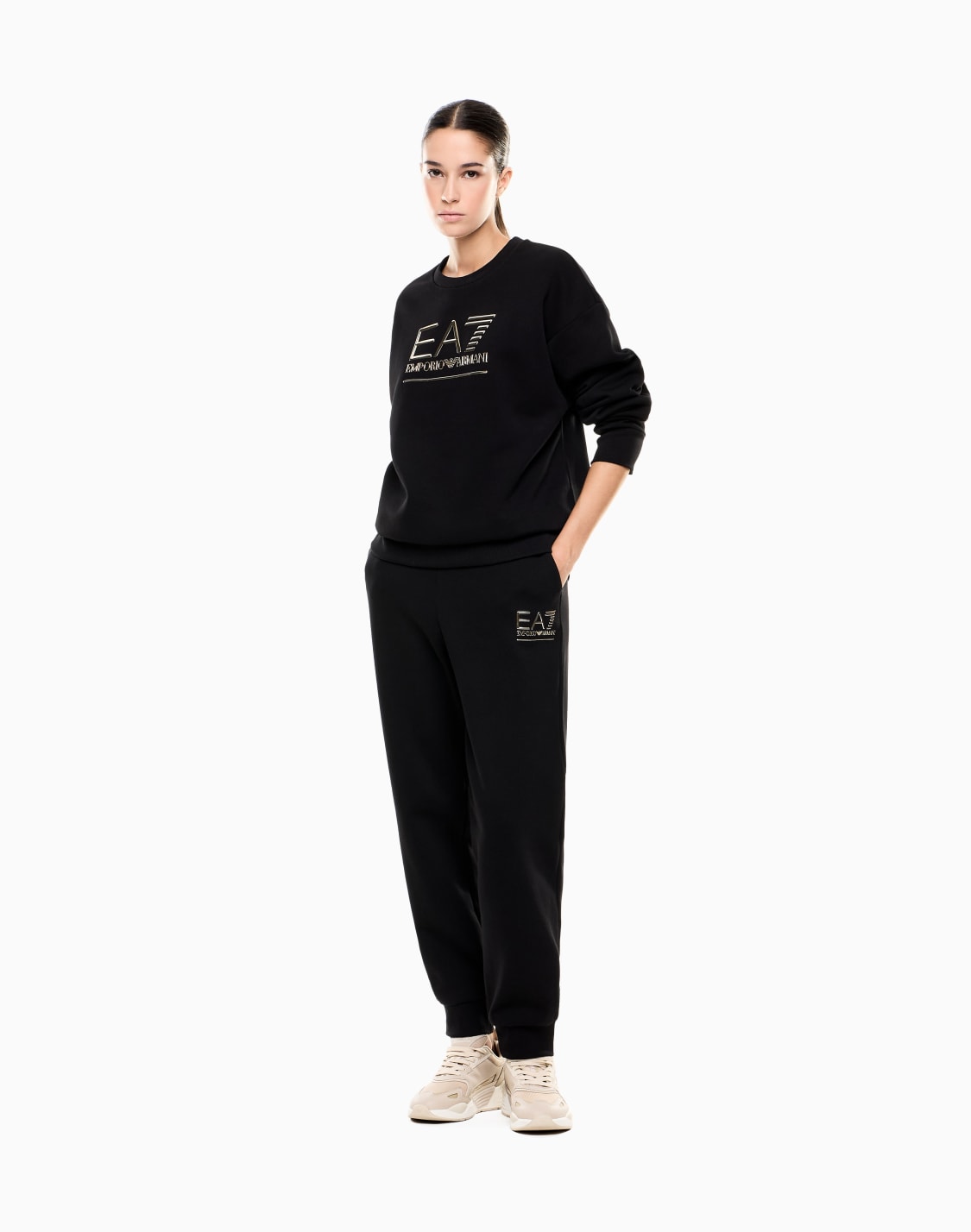 sweat-shirt-visibility-en-mlange-de-coton-avec-grand-logo-noir--ea7