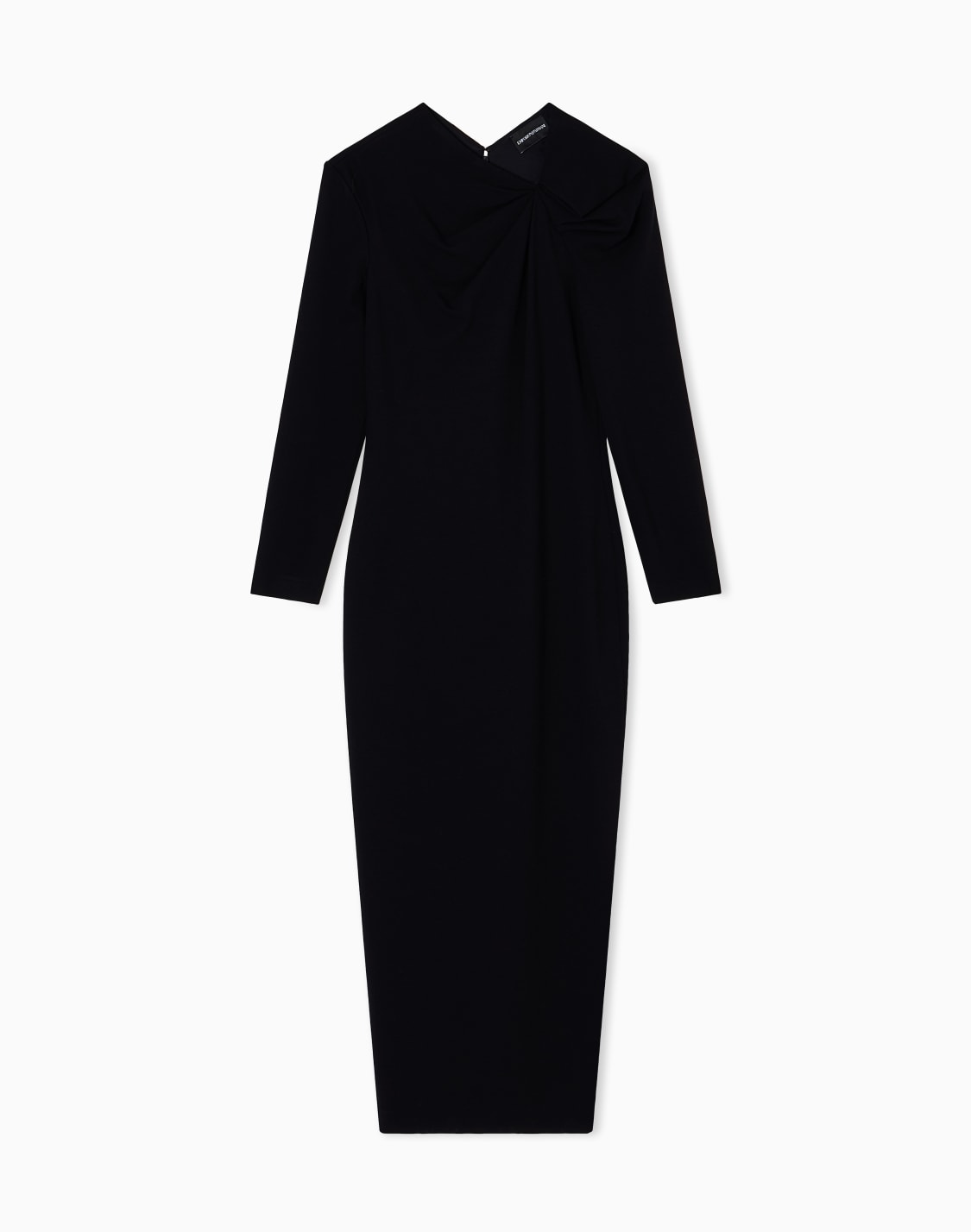 robe-longue-avec-dtail-fronc-en-point-milano-stretch-noir--emporio-armani
