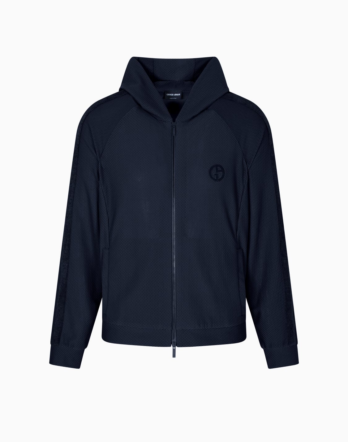 フド付きスウェットシャツ-テクニカルワッフルファブリック-ブラック--giorgio-armani